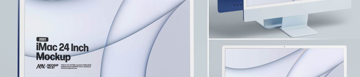 Free M1 / M3 Blue iMac 24 Inch Mockup PSD Set - Free PSD Mockups