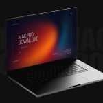 Free Macbook Mockup in Dark Studio Scene