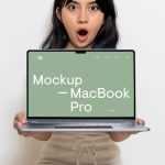 Free MacBook Pro Holding by Women Mockup - Free PSD Download Free MacBook Pro Holding by Women Mockup