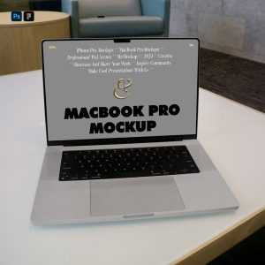 Free MacBook Pro in Office Mockup