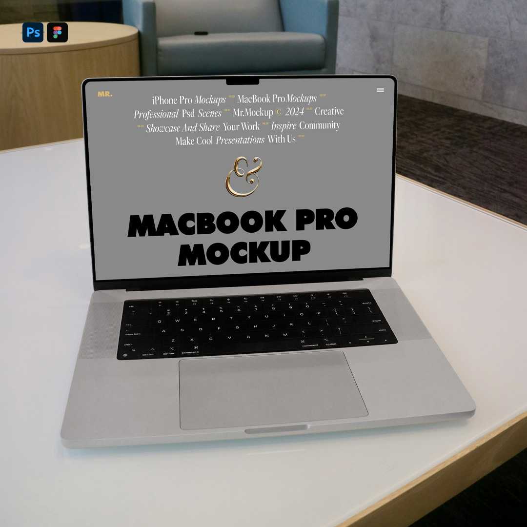 Free MacBook Pro in Office Mockup