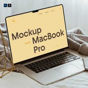 Free MacBook Pro Lying on Bed Mockup