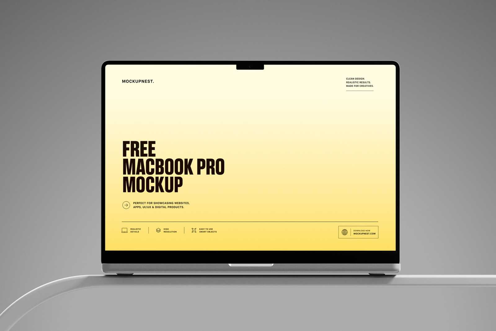 Free MacBook Pro Mockup Clean Front View