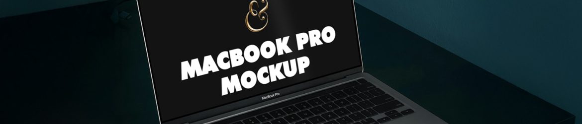 Free MacBook Pro on Black Table Mockup