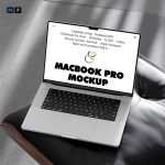 Free MacBook Pro on Chair Mockup