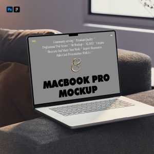 Free MacBook Pro on Couch Mockup