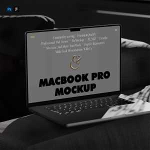 Free MacBook Pro on Settee Mockup