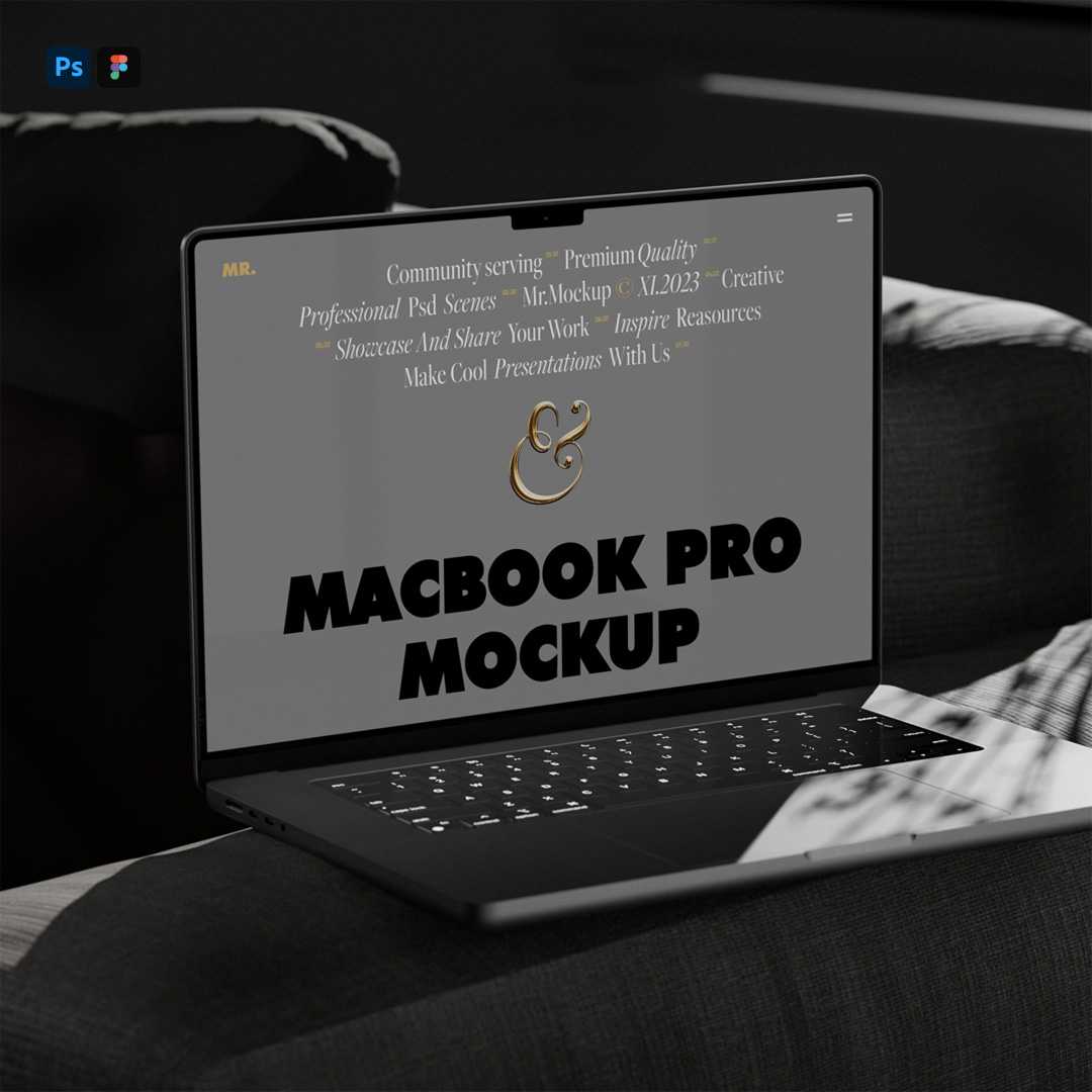 Free MacBook Pro on Settee Mockup