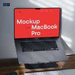 Free MacBook Pro on Stand Mockup