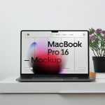 Free MacBook Pro On The Cabinet Mockup