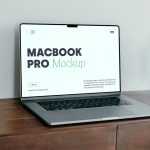 Free MacBook Pro On The Dresser Mockup