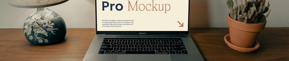 Free MacBook Pro On The Wooden Dresser Mockup