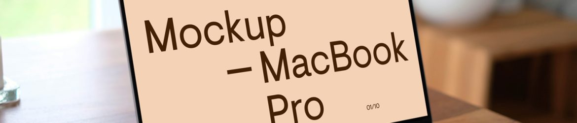 Free MacBook Pro on Wooden Desk Mockup