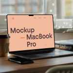 Free MacBook Pro on Writing Desk Mockup