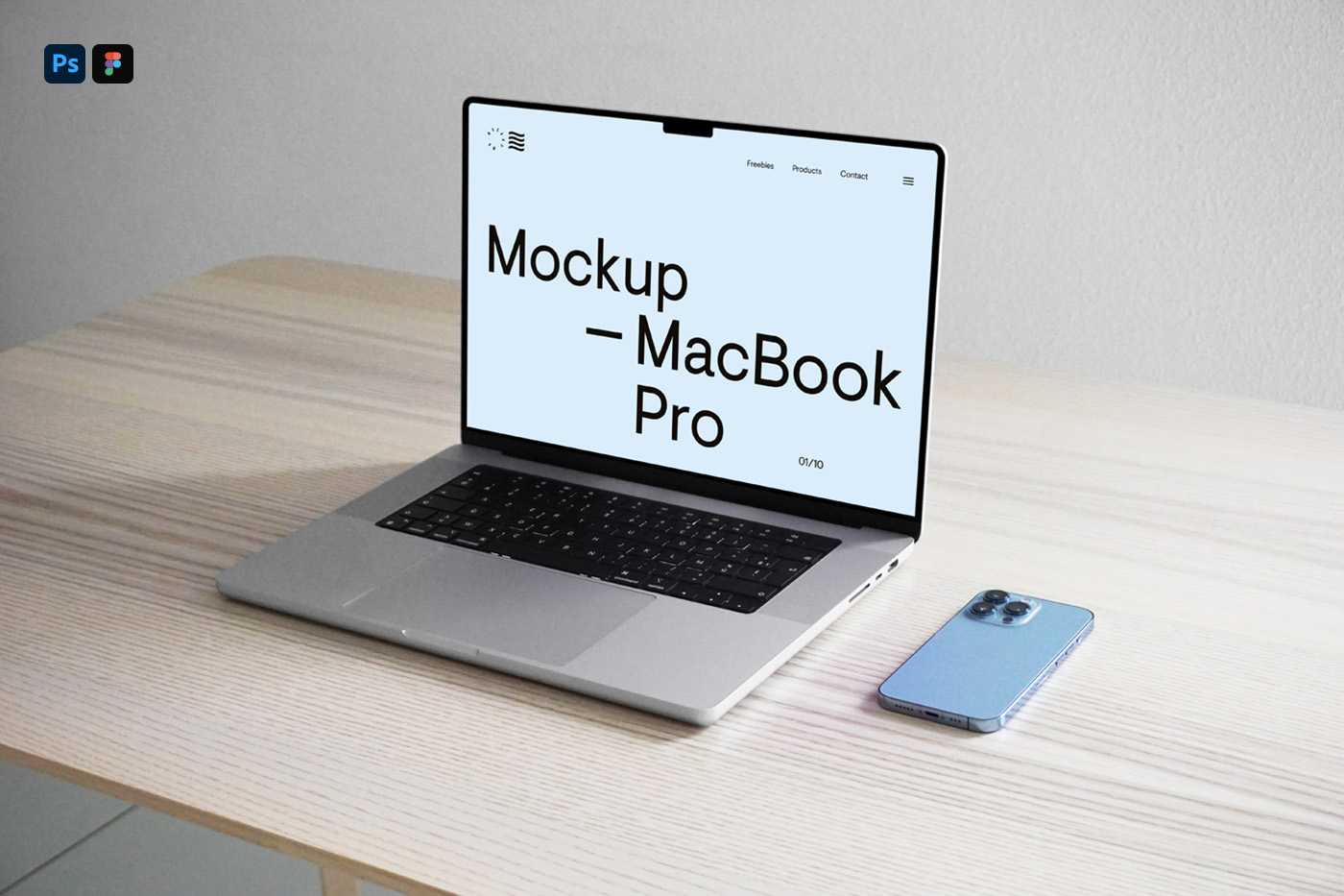 Free MacBook Pro with iPhone Mockup