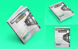 Free Magazine Book Cover Mockup 3 PSD Set