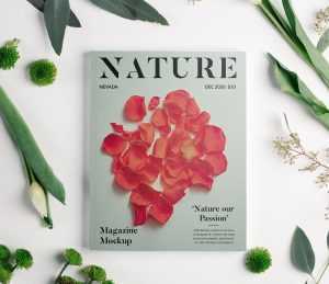 Free Magazine Cover Mockup Flowers Scene