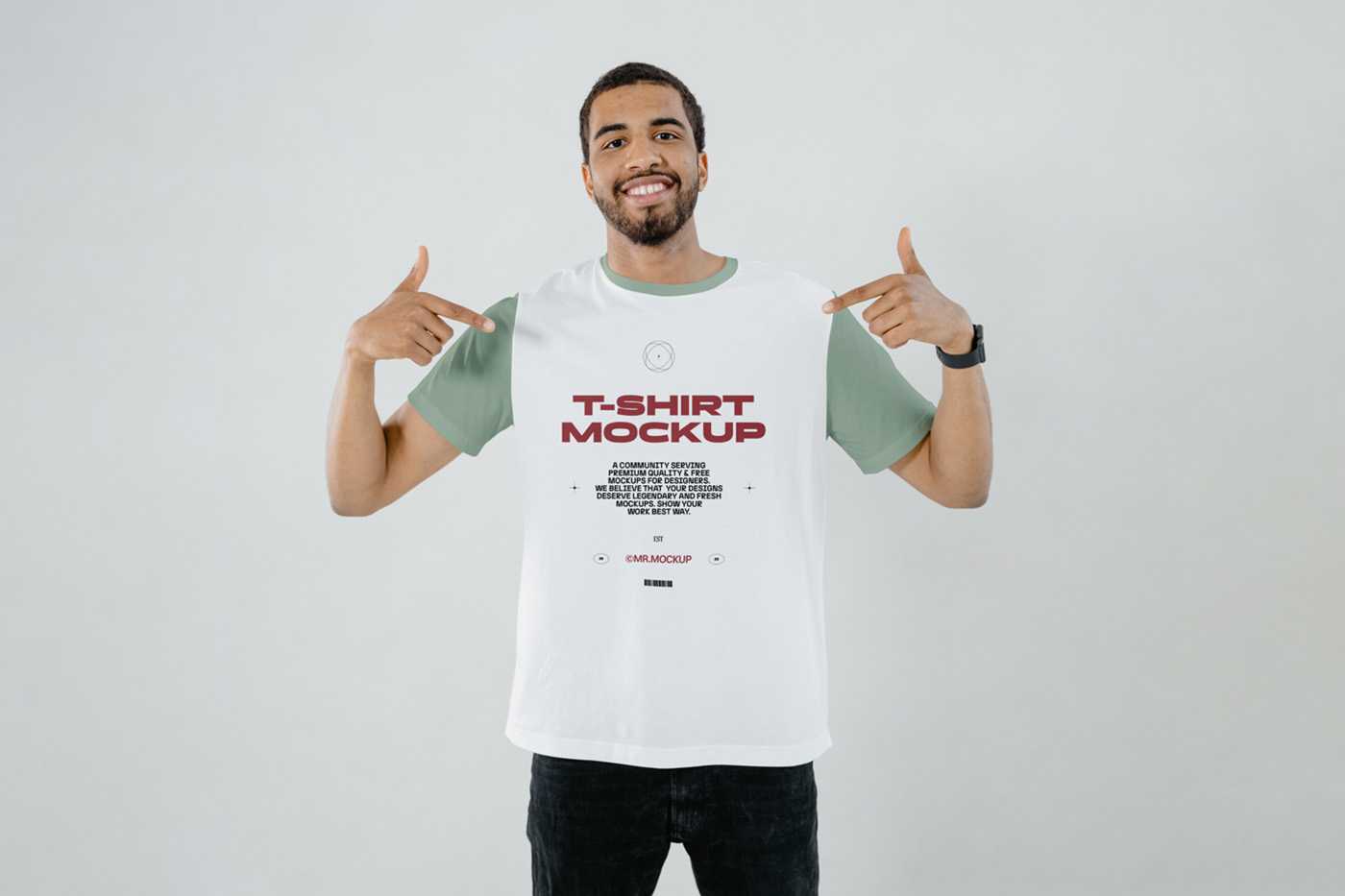 Free Man Wearing T-Shirt Mockup