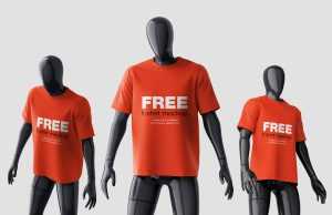 Free Mannequin T-Shirt Mockup 3 PSD Set