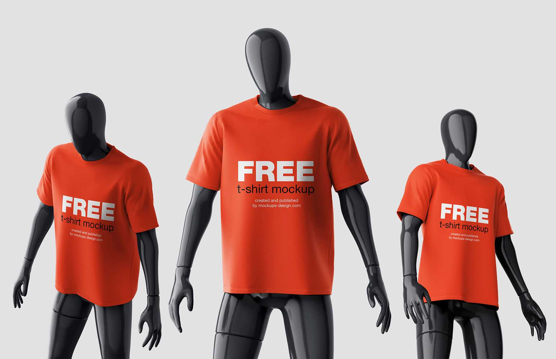 Free Mannequin T-Shirt Mockup 3 PSD Set