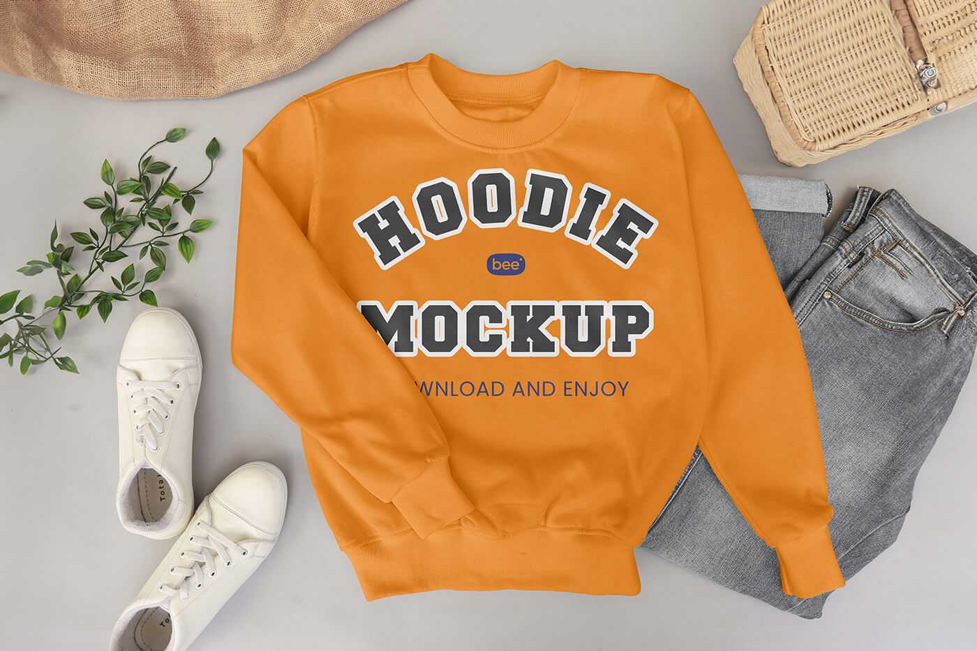 Free Material Cotton Hoodie Mockup PSD
