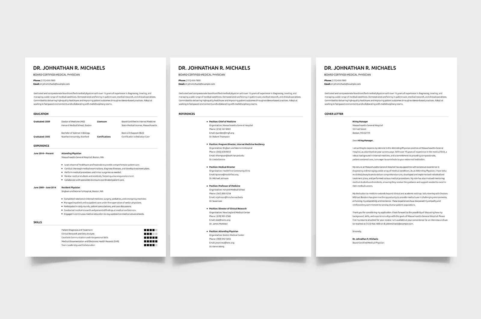 Free Medical Physician CV Resume PSD Template