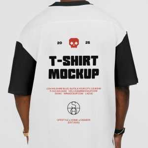 Free Men Back Turned T-Shirt PSD Mockup