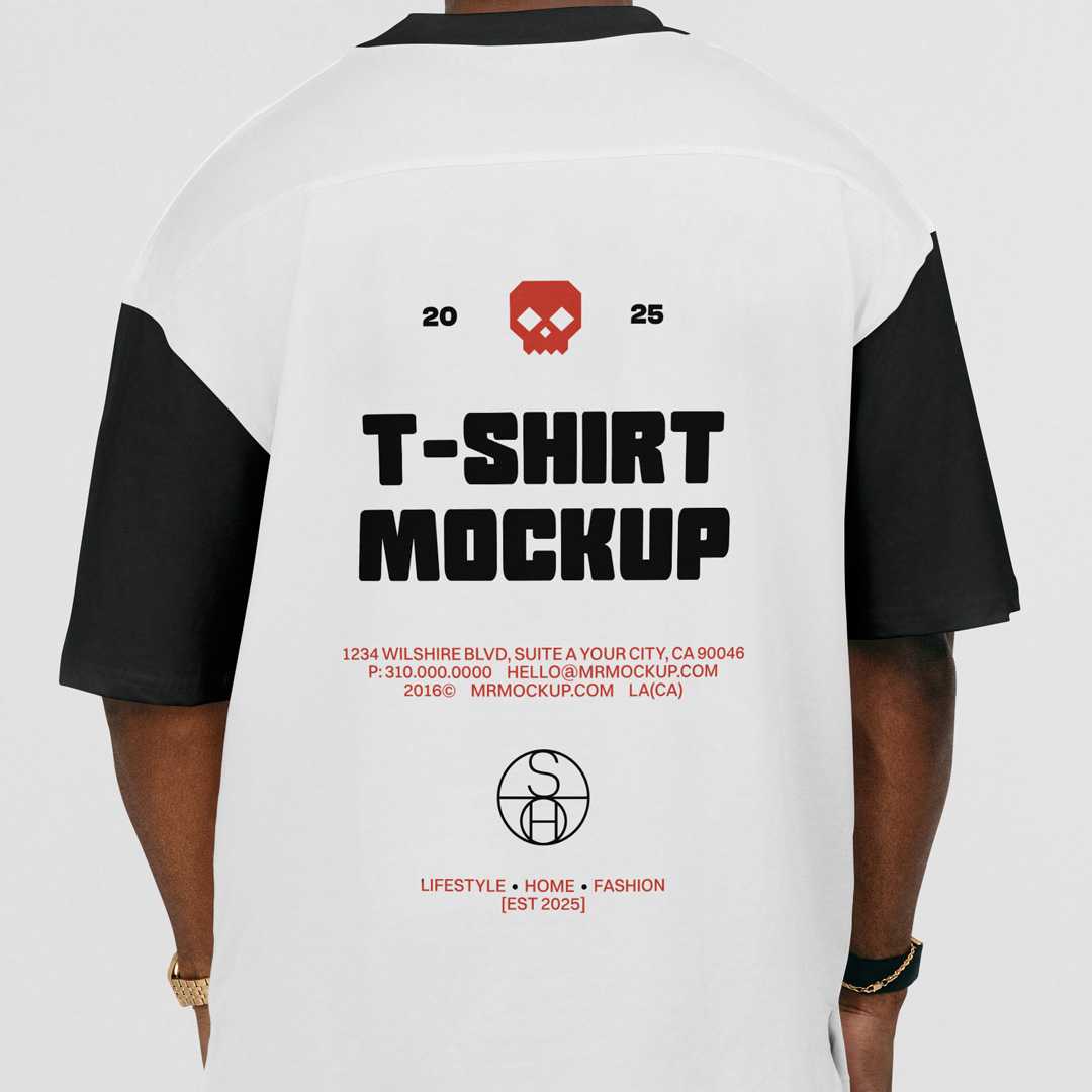Free Men Back Turned T-Shirt PSD Mockup