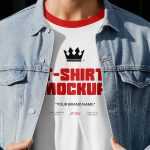 Free Men in Denim Jacket Wearing T-Shirt Mockup