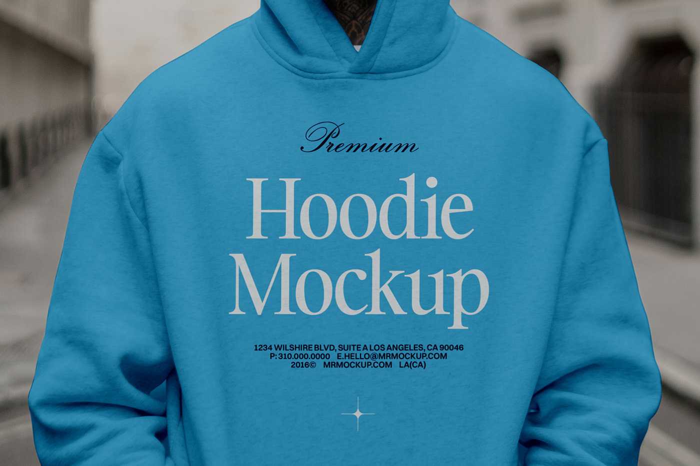 Free Men Wearing Hoodie Against The City Mockup