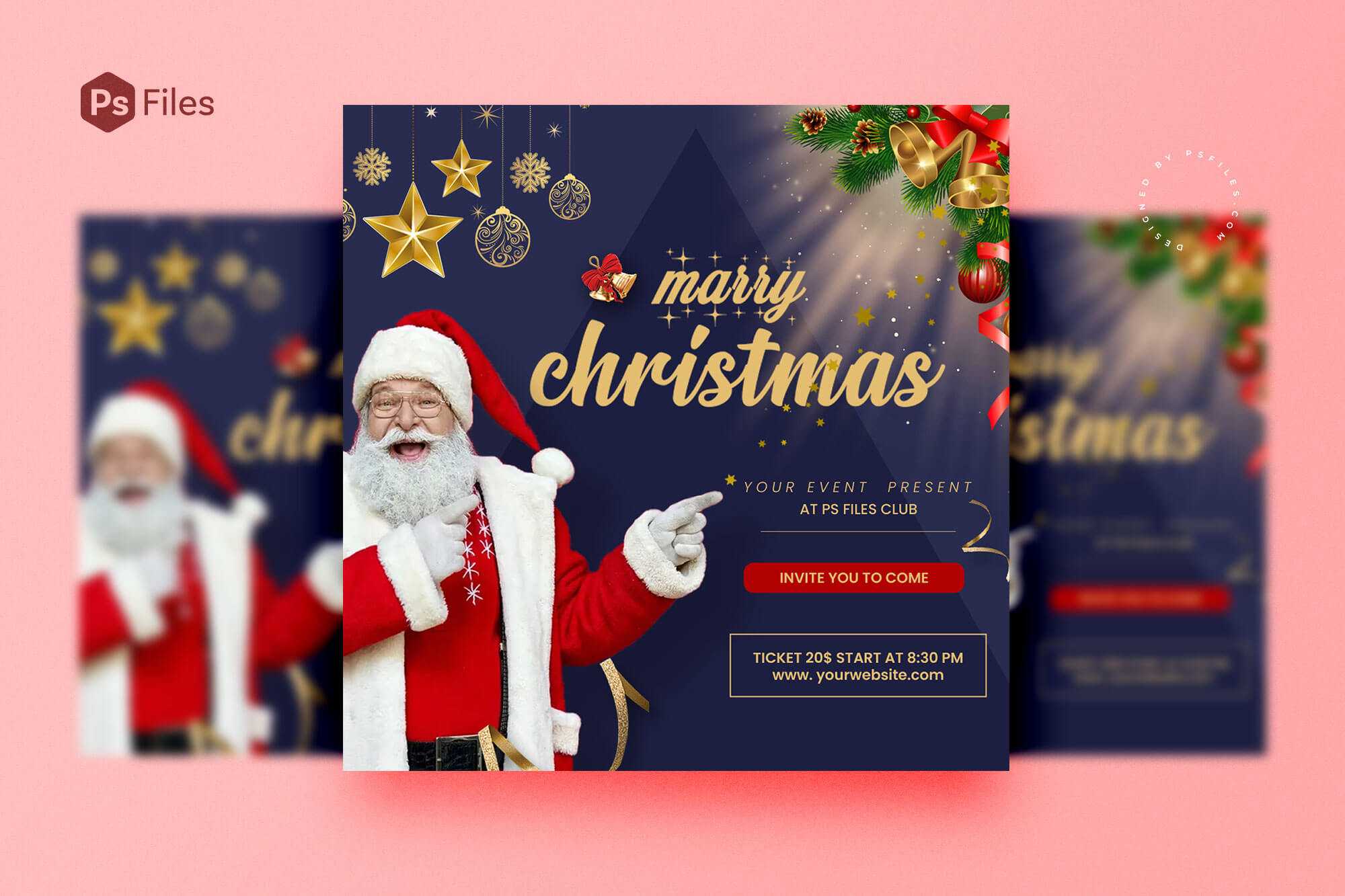 Free Merry Christmas Event Free Social Media Post Design Template PSD