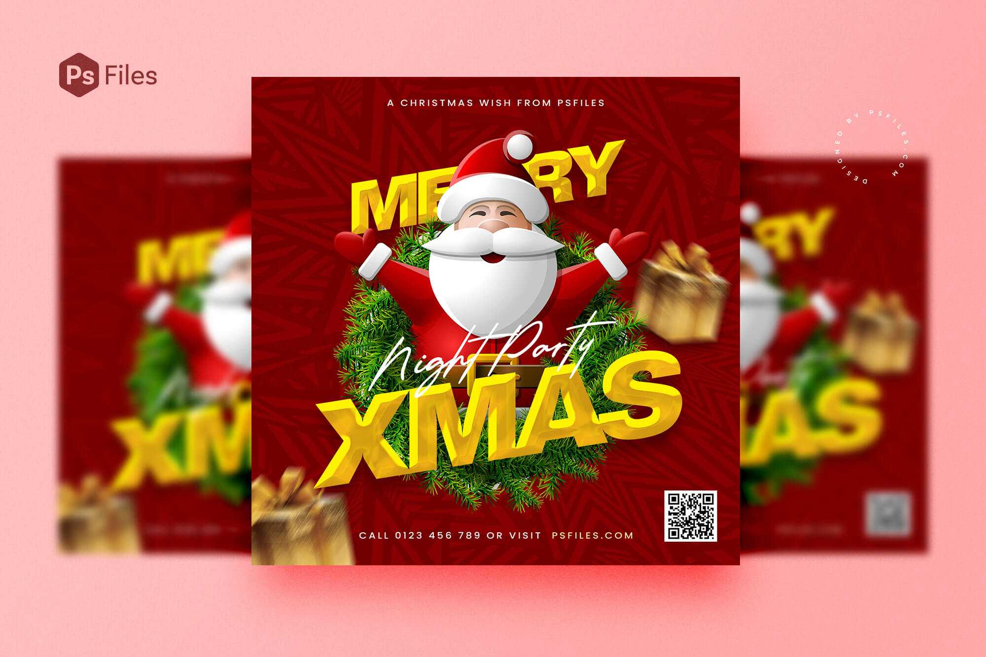 Free Merry Xmas Night Party Social Media Post Design Template PSD