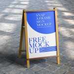 Free Metal A Frame Signboard Mockup PSD