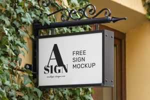Free Metal Box Logo Signage Mockup PSD