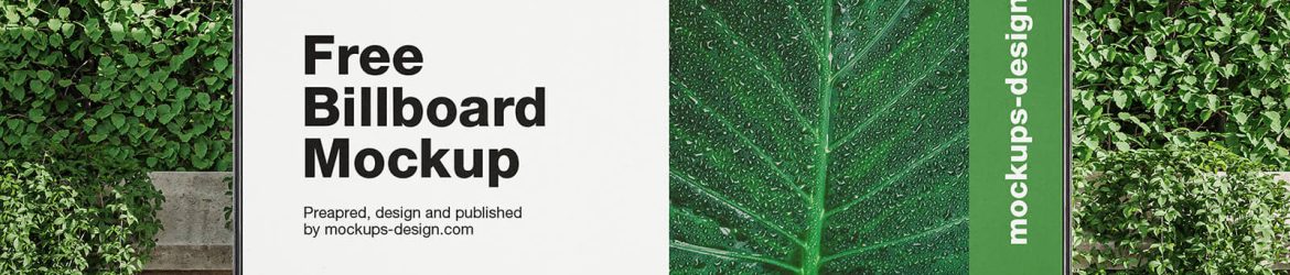 Free Metal Framed Billboard Banner Mockup in Ivy Scene