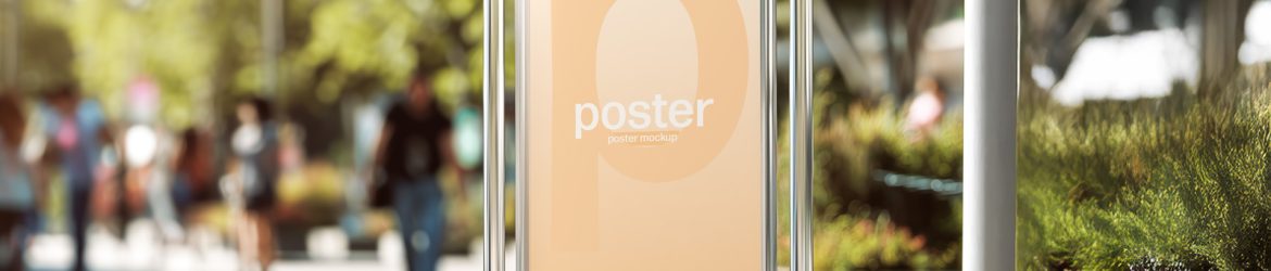 Free Metal Framed Street Billboard Mockup on Sunlit City Walkway