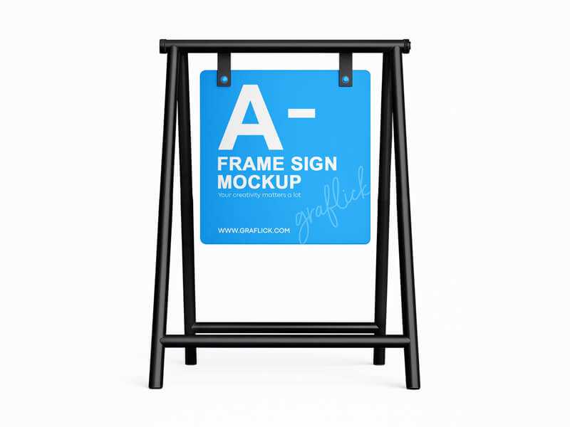 Free Metal Rod A-Frame Sidewalk Sign Mockup PSD
