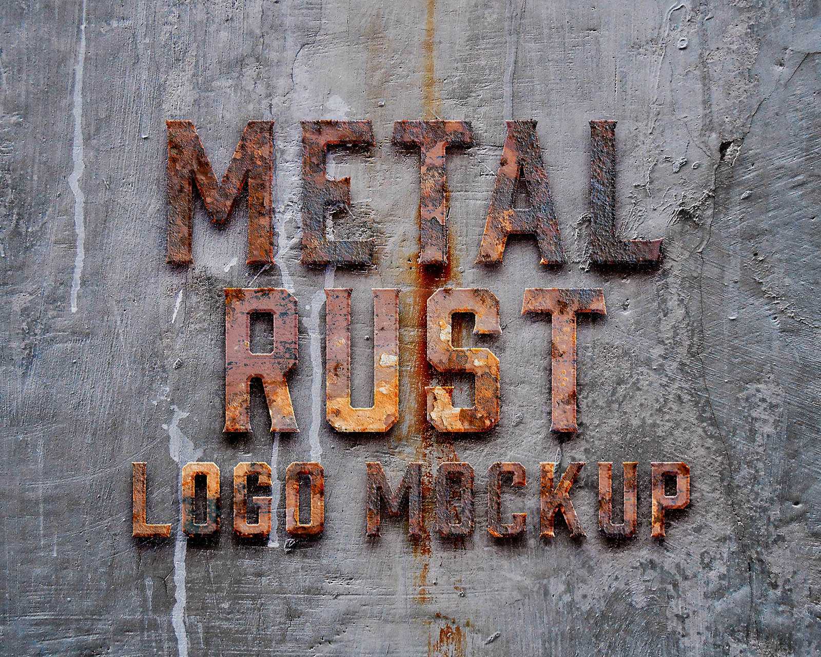 Free Metal Rust Text Logo Mockup PSD
