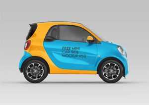 Free Mini Electric Car Branding Mockup PSD
