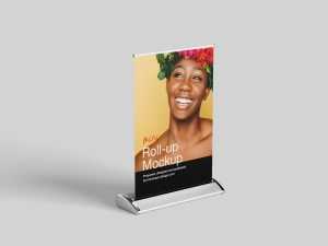Free Mini Roll-Up Stand Banner Mockup PSD set