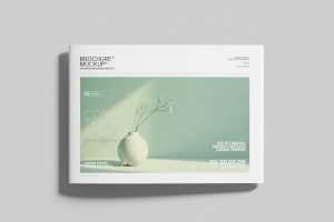 Free Minimal A4 Landscape Brochure Cover Mockup Top View