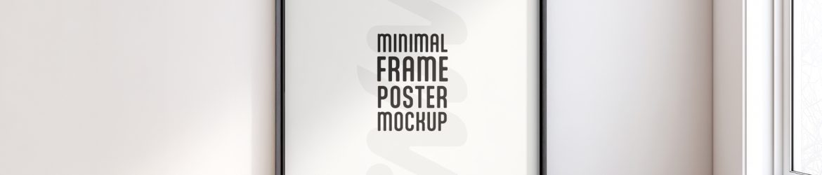 Free Minimal Black Frame Poster Mockup in Bright Modern Room