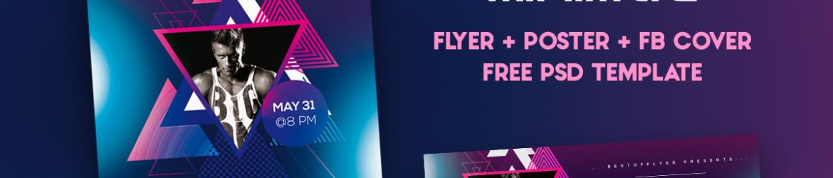 Free Minimal Electro Free Flyer, Poster, FB Cover PSD Template