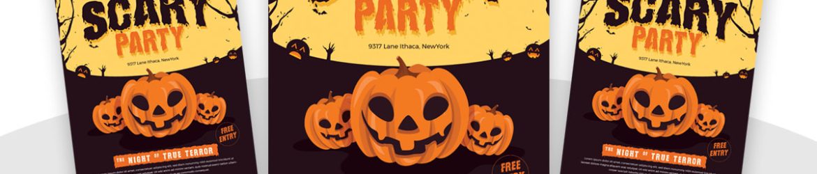 Free Minimal Halloween Scary Party PSD Flyer Template