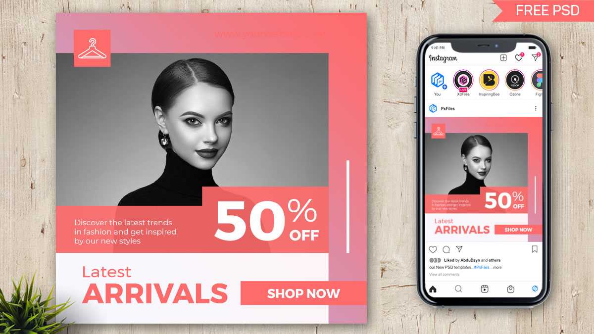Free Minimal Instagram Post PSD Template for Clothing Stores