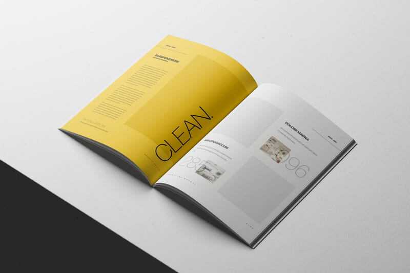 Free Minimal Open A4 Magazine Mockup PSD