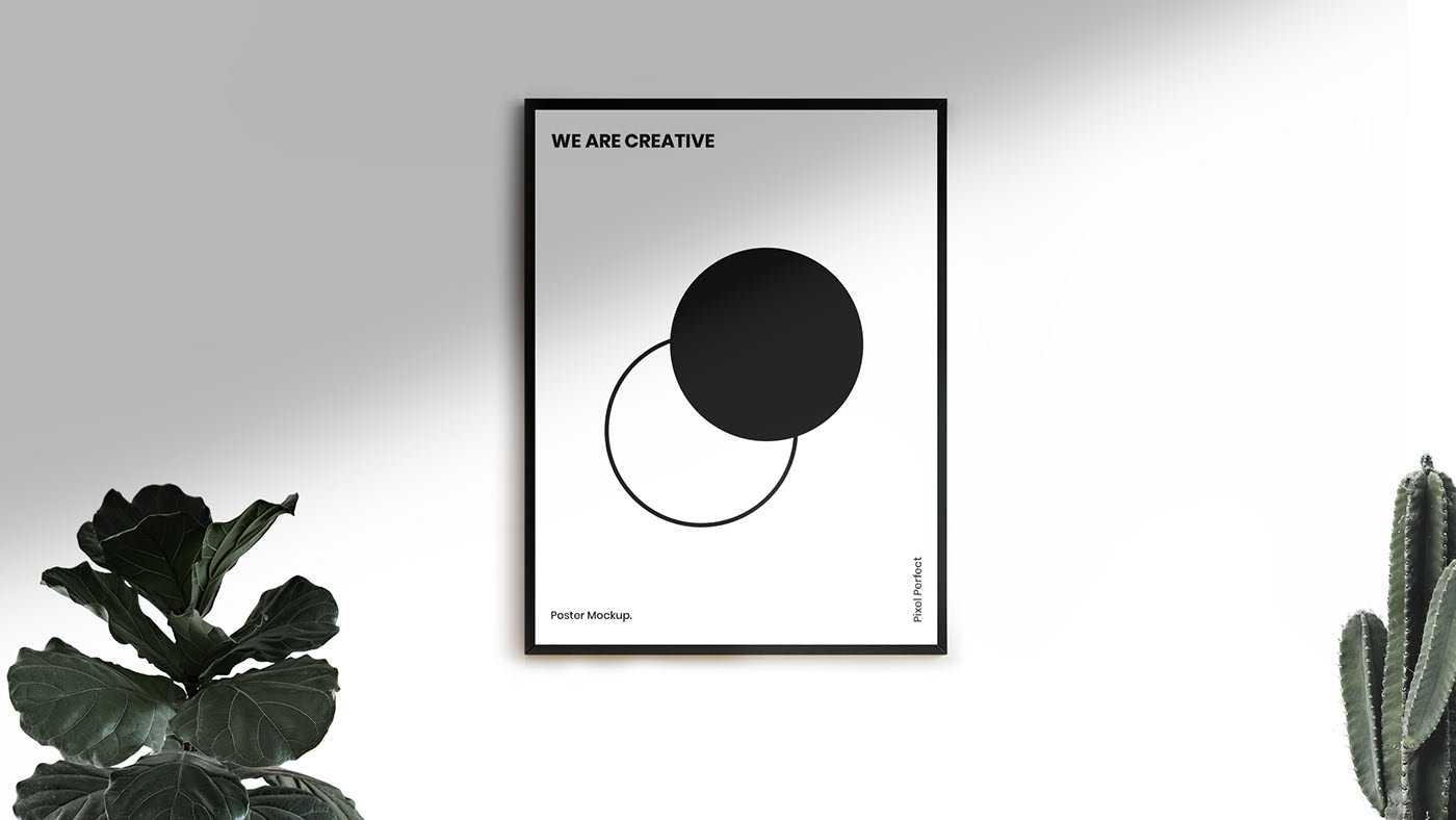 Free Minimal Poster Frame Mockup on Wall PSD