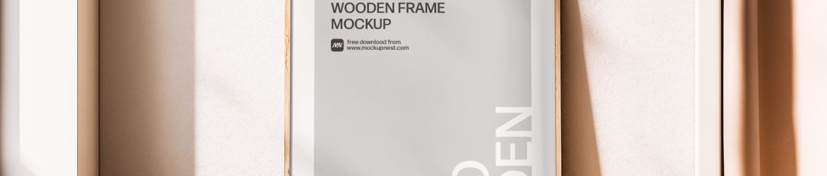 Free Minimal Wooden Frame Poster Mockup in Bright Sunlit Room