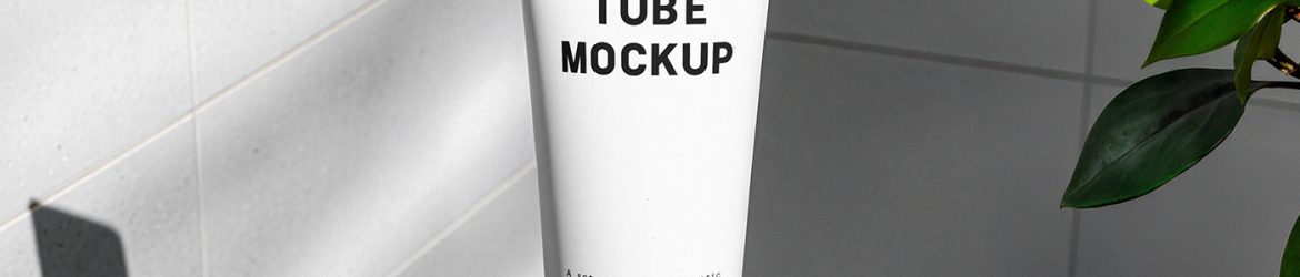 Free Minimalist Cosmetic Tube in Bathroom Mockup