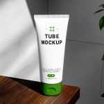 Free Minimalist Cosmetic Tube in Bathroom Mockup